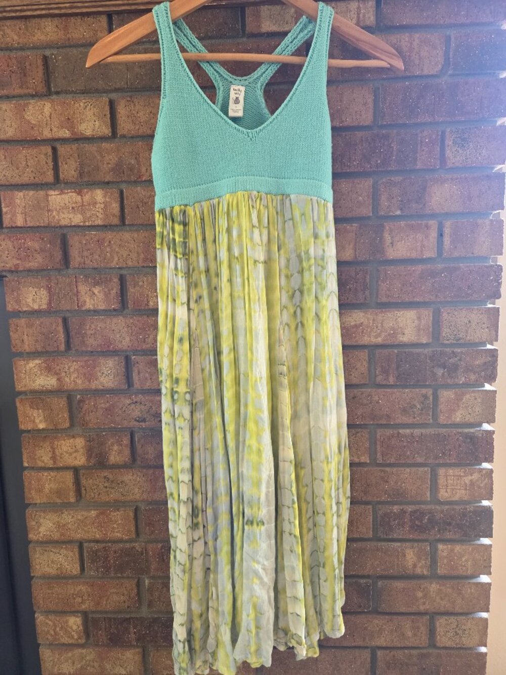 Knitty Kitty Flowy Teal and Yellow Beach Dress